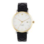 kate spade new york Goldtone Metro Grand Black Quilted Leather Watch