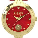 Versus by Versace Women’s ‘V Versus eyelets’ Quartz Stainless Steel and Leather Casual Watch, Color:Red (Model: SCI020016)