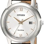 Citizen Women’s FE1086-04A Eco-Drive Stainless Steel Watch with Black Leather Band