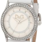 D&G Dolce & Gabbana Women’s DW0518 Gloria White Dial Stone Bezel & White Strap Watch