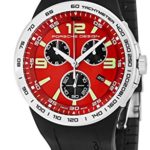 Porsche Design Mens Red Face Chronograph Date Swiss Quartz Black Rubber Watch 6320.4184.1168