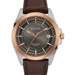 Bulova Men’s 98B267 Stainless Steel Dress Watch With Brown Leather Band