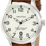 Nautica Men’s N09560G BFD 101 Stainless Steel Watch with Brown Leather Band