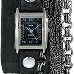 La Mer Collections Women’s LMMULTI7000 Carerra Stainless Steel Watch with Black Leather Wraparound Band