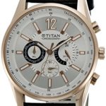 Titan Men’s 9322WL01 Contemporary – Chronograph Tachometer – Silver Dial Black Leather Strap Watch