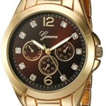 Geneva Women’s GV/1008BKGB Crystal-Accented Gold-Tone Bracelet Watch