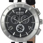 Versus by Versace Men’s ‘LOGO GENT CHRONO’ Quartz Stainless Steel and Leather Casual Watch, Color:Black (Model: S76080017)
