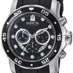 Invicta Men’s 6977 Pro Diver Collection Chronograph Black Dial Black Polyurethane Watch
