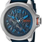 BOSS Orange Men’s Quartz Stainless Steel and Silicone Watch, Color:Blue (Model: 1513376)