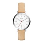 Fossil Women’s 36mm Jacqueline Three Hand and Date Watch with Leather Strap