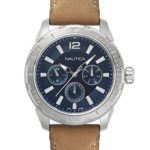 Nautica Men’s ‘SEATTLE’ Quartz Stainless Steel and Leather Casual Watch, Color:Brown (Model: NAPSTL001)