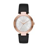 DKNY Women’s ‘Stanhope’ Quartz Stainless Steel and Black Leather Casual Watch (Model: NY2468)