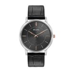 Bulova Men’s Classic Collection Black Leather Strap Watch