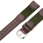 Hadley-Roma Men’s MSM866RAB190 19-mm Brown and Olive ‘Swiss-Army’ Style Nylon and Leather Watch Strap