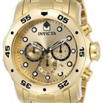 Invicta Men’s 0074 pro Diver Analog Japanese Quartz 18k Gold-plated Stainless Steel Watch