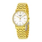 Longines Presence White Dial Yellow Gold PVD Steel Mens Watch L49212128