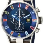 Locman Italy Men’s ‘Montecristo Yacht Club CH’ Quartz Stainless Steel and Rubber Diving Watch, Color:Blue (Model: 051000BLFLAGGOB)