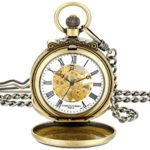 Charles-Hubert Paris 3866-G Classic Gold-Plated Antiqued Finish Mechanical Pocket Watch
