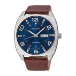 Seiko Men’s Blue Dial Brown Leather Strap Automatic Watch