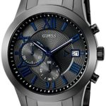 GUESS Men’s U0668G2 Dressy Gunmetal Stainless Steel Multi-Function Watch with Chronograph Dial and Deployment Buckle