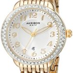 Akribos XXIV Women’s AK831YG Quartz Movement Watch with Champagne Dial Featuring a Crystal Filled Bezel and Yellow Gold Bracelet