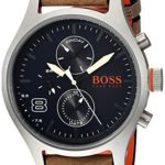 HUGO BOSS Men’s ‘Amsterdam’ Quartz Stainless Steel and Leather Casual Watch, Color:Grey (Model: 1550021)