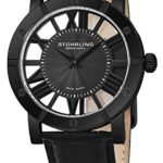 Stuhrling Original Winchester Mens Black Watch – Swiss Quartz Analog Date Wrist Watch for Men – Black IP Stainless Steel Mens Designer Watch with Black Genuine Leather Strap 881.03