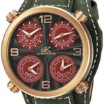 Adee Kaye Men’s Quartz Stainless Steel and Leather Dress Watch, Color:Green (Model: ak2275-RGBK/ GN-Wide)
