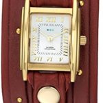 La Mer Collections Women’s Quartz Metal and Leather Casual Watch, Color:Red (Model: LMSW8005)