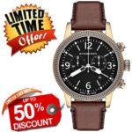Burberry Unisex Men Women Watch Utilitarian SWISS LUXURY Round Stainless Steel Chronograph Black Tone Date Dial Brown Leather Band 46mm BU7819