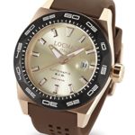 Locman Italy Men’s ‘Stealth 300 Metri’ Automatic Steel-Two-Tone and Rubber Diving Watch, Color:Brown (Model: 0215V6-RKAV5NS2N)