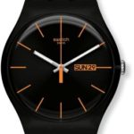 Swatch SUOB704 dark rebel black silicone strap black dial unisex watch NEW
