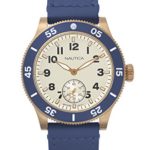Nautica Men’s ‘HOUSTON’ Quartz Stainless Steel and Leather Sport Watch, Color:Beige (Model: NAPHST003)