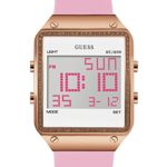 GUESS Women’s U0700L2 Digital Pink Silicone Watch with Alarm, Dual Time Zone and Chronograph Functions
