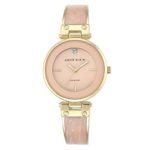 Anne Klein Goldtone and Blush Marble Bangle Watch