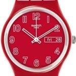 Swatch ‘Poppy Field’ Quartz Plastic and Silicone Casual Watch, Color:Red (Model: GW705)