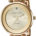 Anne Klein Women’s AK/2512BYGB Diamond-Accented Gold-Tone and Burgundy Marbleized Bangle Watch