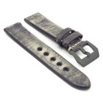 StrapsCo Extra Long Extra Long Thick Distressed Vintage Leather Watch Band w/ Black Pre-V Buckle