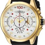Adee Kaye Men’s ‘WHIRLLING COLLECTION’ Quartz Stainless Steel and Leather Sport Watch, Color:Yellow (Model: AKC8900-MG/LBK-YL)