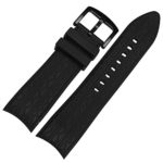 24mm Black Silicone Rubber watch Strap Band Black PVD Buckle