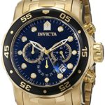Invicta Men’s 0072 Pro Diver Collection Chronograph 18k Gold-Plated Watch