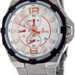 Le Chateau #5707 Men’s Silver IP Sports Dinamica Collection Chronograph Watch White Dial