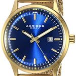 Akribos XXIV Men’s AK901RGBU Blue Dial Gold-Tone Quartz Stainles Steel Mesh Bracelet Watch