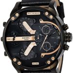 Diesel Men’s DZ7350 Mr Daddy 2.0 Black Ip  Black Leather Watch
