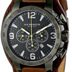 Akribos XXIV Men’s AK727BKBR Conqueror Stainless Steel Watch with Leather Strap