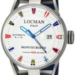 Locman Italy Men’s ‘Montecristo Yacht Club AU’ Automatic Stainless Steel and Rubber Diving Watch, Color:Blue (Model: 051100WHFLAGGOB)