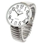 Silver Super Large Face Stretch Band Fashion Watch