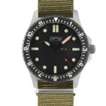 German Military Titanium Watch. GPW Day Date. 200M W/R. Sapphire Crystal. Olive Nylon Strap.
