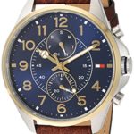 Tommy Hilfiger Men’s Quartz Stainless Steel and Leather Casual Watch, Color:Brown (Model: 1791275)