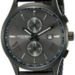 Akribos XXIV Men’s Swiss Quartz Multi-function Black Sunray Dial Mesh Stainless Steel Bracelet Watch AK905BK